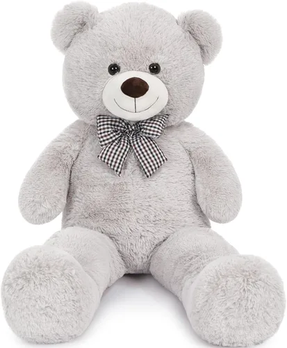 Miniatura 21 de MaoGoLan - Oso de peluche gigante de 52.0 pulgadas, peluche grande color canela con lindo moño y huellas, peluche suave de oso con moño para regalar