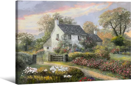 Miniatura 16 de Arte de pared de paisaje con flores silvestres y naturaleza, póster floral botánico retro, pinturas de plantas de cabaña, impresiones en lienzo