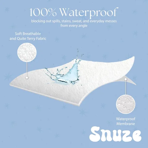 Miniatura 5 de Snuze Protector de colchón de rizo suave, tamaño individual, funda impermeable, suave, transpirable, lavable a máquina, se adapta a colchones