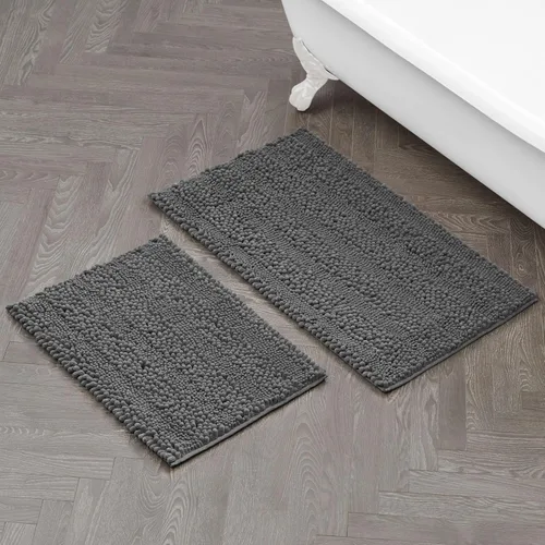 Miniatura 42 de Laura Ashley Tapete de baño de chenilla Astor 100% poliéster Decoración de baño premium Lavable a máquina Respaldo TPR Mide 17 x 24 Aqua
