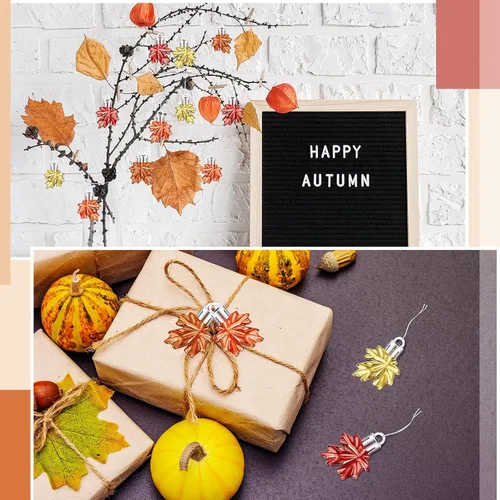 Miniatura 6 de WILLBOND 36 piezas de adornos de Acción de Gracias para árbol pequeño, decoración de árbol de Acción de Gracias, hoja de arce, adornos colgantes
