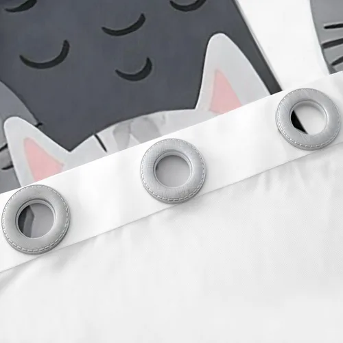 Miniatura 6 de Feelyou Cortinas de ventana de gatos grises y blancos, cortinas de ventana con patrón de mascotas para dormitorio, sala de estar para niños, niñas
