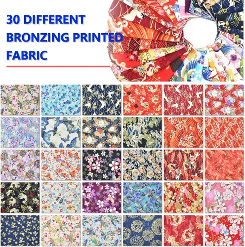 Miniatura 3 de Paquete de 30 piezas de tela de algodón – 8 x 10 pulgadas, tela de envoltura de estilo japonés para manualidades, costura de retazos y manualidades