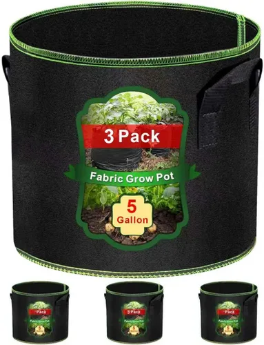 MEKOLIFE Bolsas de cultivo de 5 galones, paquete de 3 unidades, bolsas de tela no tejida gruesa con asas para plantar verduras, flores, papas y