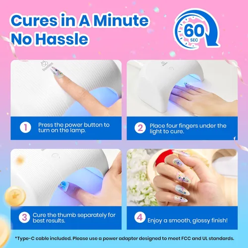Miniatura 40 de Beetles - Kit de esmalte de uñas de gel con luz UV – 80 piezas de encantamiento de color, kit de uñas de gel de 55 colores con capa base de todo