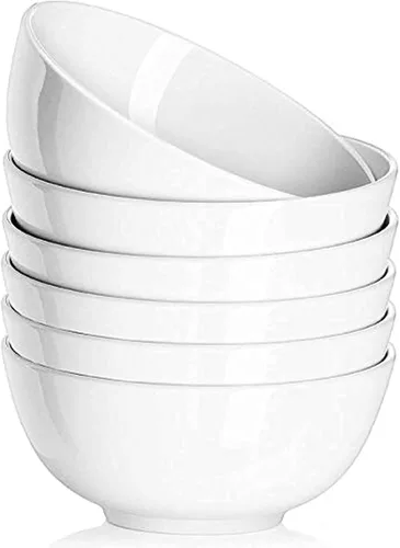 DELLING Juego de 6 cuencos de porcelana de 10 onzas – Cuencos pequeños de cerámica blanca para servir postres aperitivos helados, condimentos