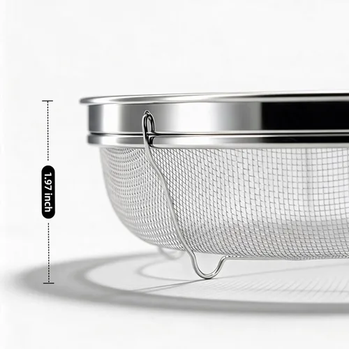 Miniatura 3 de Colador de malla fina para cocina, tazón de colador de acero inoxidable para pasta, arroz, frutas, cestas de malla metálica con base de reposo