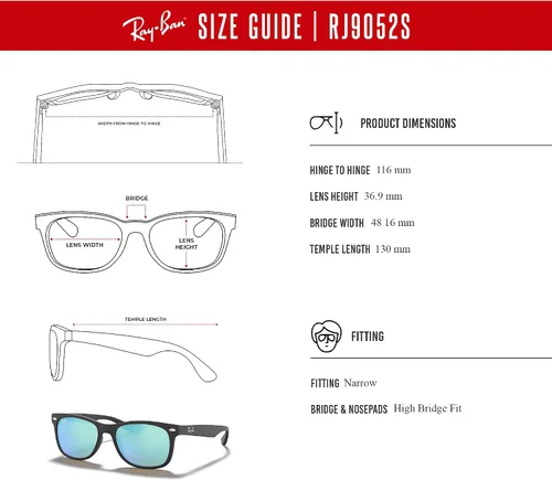Miniatura 6 de Ray-Ban Junior XS New Wayfarer RJ9052S - Lentes de sol cuadrados para niños y niñas pequeños + paquete con kit DIW