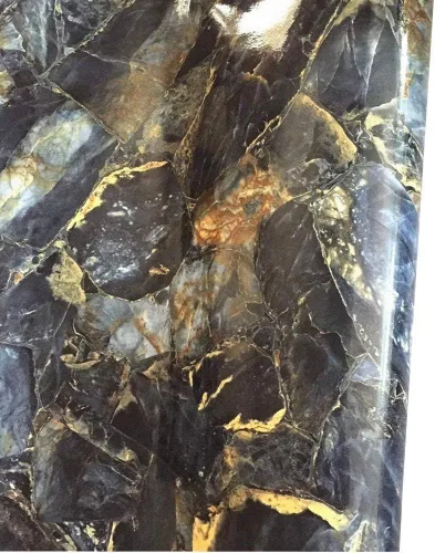 Miniatura 5 de Moyishi Vinilo autoadhesivo con aspecto de granito, película de mármol brillante, para encimera, despegar y pegar, 15.8 x 118 pulgadas (ámbar)