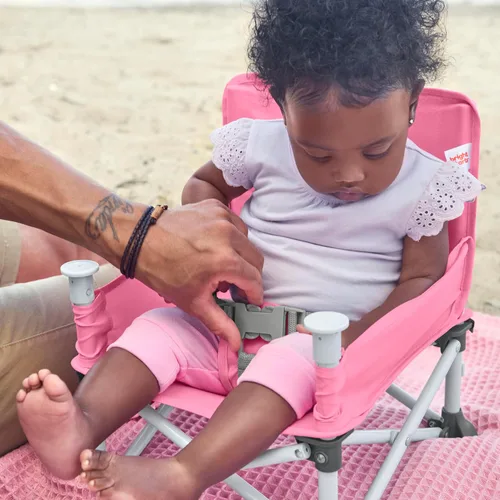 Miniatura 8 de Bright Starts Pop 'N Sit asiento elevado portátil, uso en interiores/exteriores, asiento de piso con bandeja para alimentación, rosa, 6 meses - 3