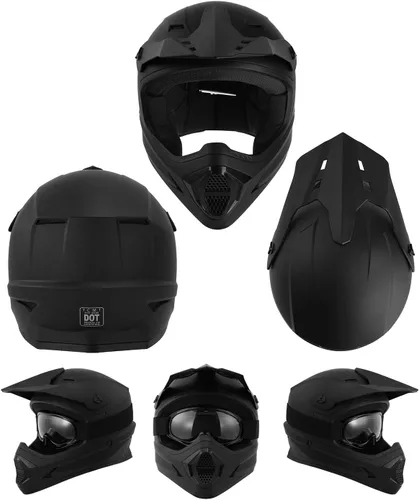 Miniatura 4 de TCT-MOTORPARTS DOT - Casco de motocross para niños y jóvenes, casco de cara completa para motocross, ATV, todoterreno, cuatro ruedas, negro mate