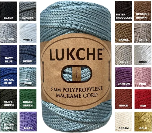 Miniatura 57 de Cordón de macramé de poliéster premium de 3 mm (134.72 metros), (250 g) 100% cuerda de macramé de polipropileno, hilo de crochet de macramé colorido