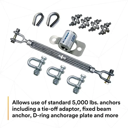 Miniatura 8 de 3M DBI-SALA 7401033 Componente Horizontal, Zorbit Absorber Energía con tres grilletes, sujetadores, tensor de tensor, dedales y clips de cable