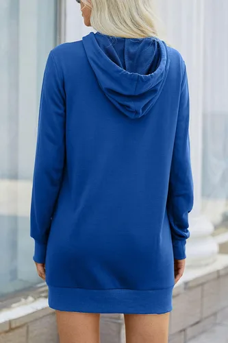 Miniatura 3 de PRETTYGARDEN Sudadera con capucha para mujer, de otoño, a la moda, con cordón, ligera, manga larga, sin botones, vestido con capucha