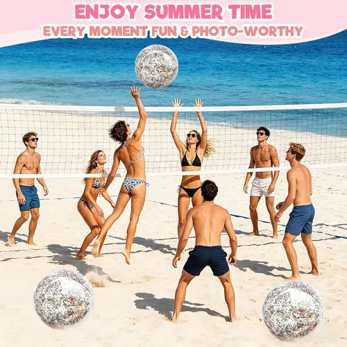 Miniatura 3 de TURNMEON Paquete de 12 pelotas inflables para playa, 16 pulgadas, con destellos, juguetes para piscina, playa, fiesta de verano en la piscina