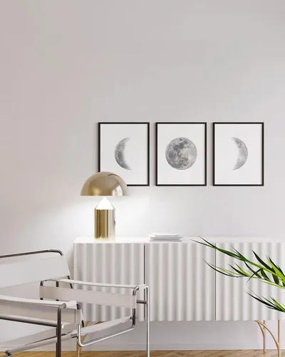 Miniatura 4 de HAUS AND HUES Arte de pared de fases lunares – Juego de 3 impresiones artísticas de las etapas de la luna, decoración de pared celestial, 8 x 10 3