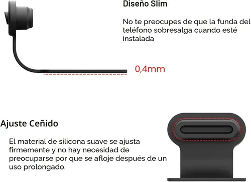 Miniatura 6 de Tapones antipérdida de polvo tipo USB C, cubiertas de silicona para puerto USB tipo C, con adhesivo desmontable para teléfono móvil, compatibles