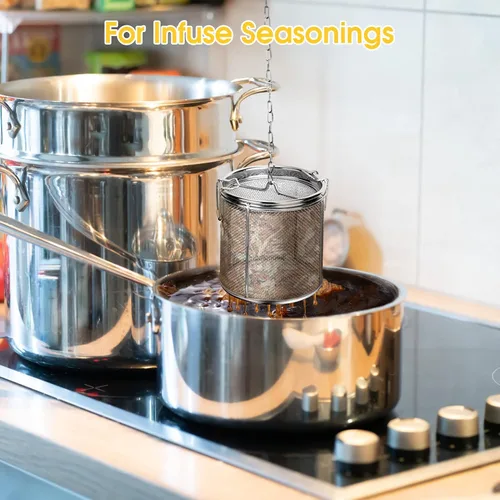 Miniatura 4 de Infusor de té, colador de té de malla extrafina de acero inoxidable, condimentos de sopa, cesta de separación de especias con gancho de cadena