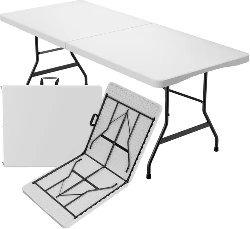 Miniatura 8 de Sorfey Mesa plegable de 6 pies x 30 pulgadas, plástico blanco