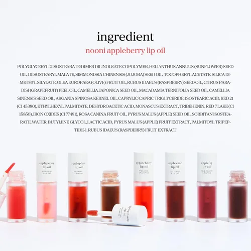 Miniatura 11 de NOONI Aceite de labios coreano - Appleberry Larga duración, hidratante, voluminizador, revitalizante para labios secos, resistente al agua, no se