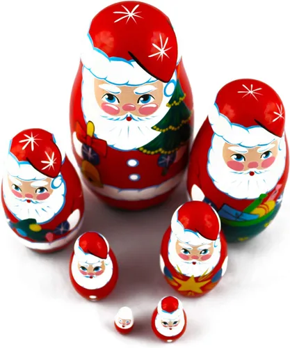 Miniatura 5 de Muñecos de anidación de madera de Papá Noel de Navidad, 7 piezas, decoración de Navidad de Papá Noel, ideas de regalos de muñecas - Matryoshka