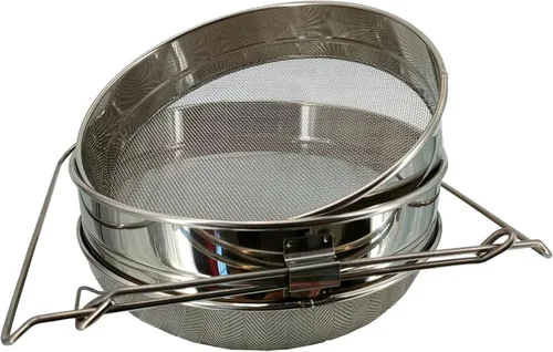 Colador de miel de doble tamiz para cubo de 5 galones, filtro de miel de acero inoxidable de grado alimenticio con brazos extensibles ajustables,