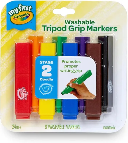 Crayola Marcadores Triangulares para Niños Pequeños (8 unidades), Marcadores Lavables de Fácil Agarre para Niños Pequeños, Suministros de Arte y