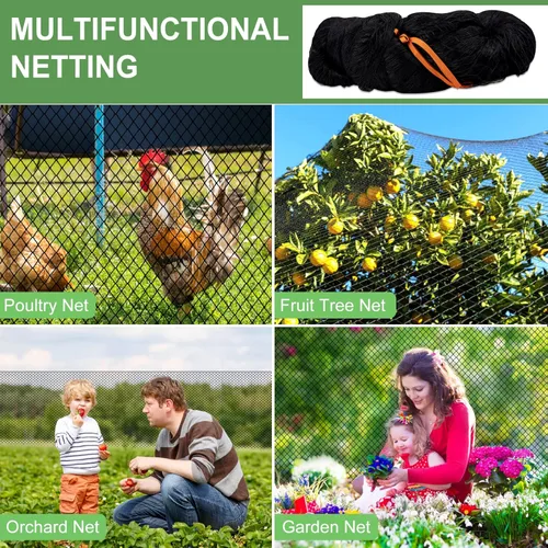 Miniatura 5 de Red para Pájaros – Red para aves de corral de 100' x 100' con malla cuadrada de 1" para gallinero, red de pájaros para protección del jardín, malla