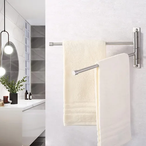 Miniatura 7 de KES Barra de Toallas para Baño de 13.8 Pulgadas, Montaje Basculante, Brazo Extensible, Soporte de Pared de 2 Brazos, Acero Inoxidable SUS304