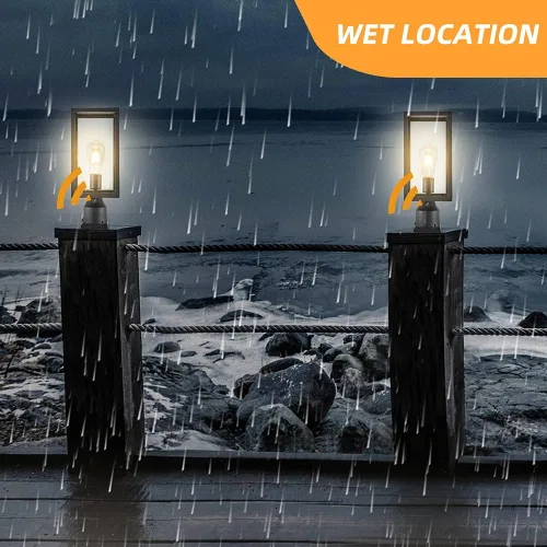 Miniatura 5 de Windben Luz grande de poste para exteriores de 15 pulgadas, del atardecer al amanecer, lámpara de aluminio fundido impermeable, farol de poste