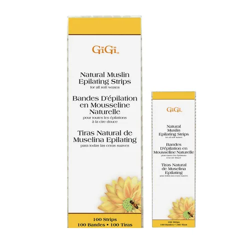 Miniatura 10 de GiGi Tiras depiladoras de muselina natural, tiras de cera suave para depilación facial y cuerpo, disponibles en tamaños regulares y pequeños