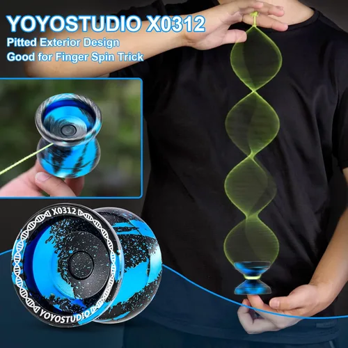 Miniatura 2 de YOYOSTUDIO X0312 Yoyo Profesional de Trucos Responsivo para Niños de 8-12 o Más, Yoyo de Girar con Dedo de Metal para Adultos con Kit de Rodamientos