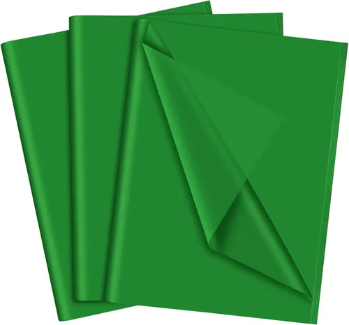 NEBURORA Papel de seda verde para bolsas de regalo, 60 hojas, 14 x 20 pulgadas, papel de embalaje a granel para envoltura de regalo, relleno,