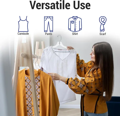 Miniatura 7 de Paquete de 25 perchas de plástico de 17 pulgadas, perchas transparentes para ropa, plástico resistente, perchas para adultos con ganchos giratorios