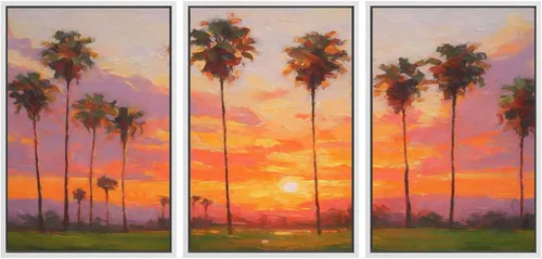 Miniatura 28 de SIGNWIN Lienzo enmarcado para pared, juego de arte de puesta de sol, horizonte, cielo, paisaje, fotografía, arte moderno, paisaje, relajante