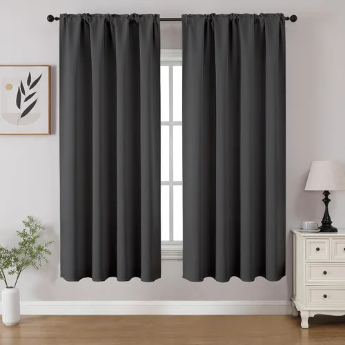Miniatura 51 de CUCRAF - Cortinas opacas beige de 45 pulgadas, juego de 2 paneles con bolsillo para barra, cortinas para oscurecer dormitorios y sala de estar