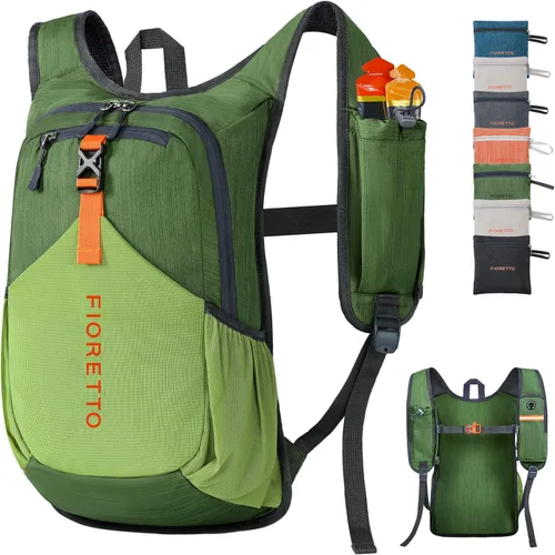 Miniatura 15 de FIORETTO Mochila de 10L para senderismo para mujeres y hombres, mini mochila plegable, ligera, mochila pequeña de día para camping, viaje, al aire