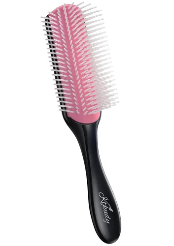 KTKUDY Cepillo definidor de 9 filas para dar forma y terminar rizos, cepillo desenredante de secado por soplado para cabello grueso, ondulado o Rosa