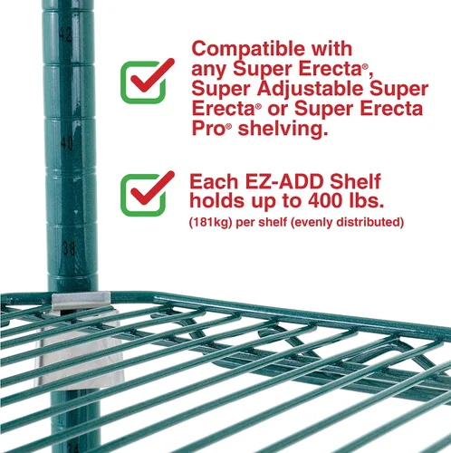 Miniatura 6 de METRO EZA-1836NK3 Super Erecta EZ-ADD Estante de alambre, verde metroseal, 18" x 36