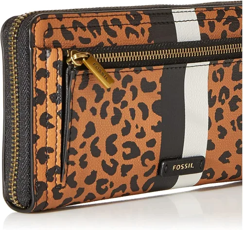 Miniatura 3 de Fossil Logan RFID - Cartera de piel con cierre para mujer con correa de muñeca