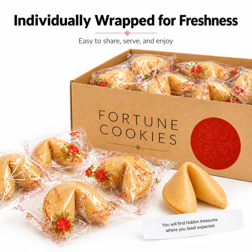 Miniatura 4 de Fortune Cookies - Galletas de la fortuna envueltas individualmente para Navidad, fiestas, bodas, eventos y celebraciones con divertidas fortunas