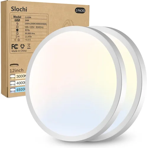 Miniatura 14 de Paquete de 2 lámparas LED de techo empotradas, 3000K-4000K-6500K y equivalente a 100W, lámpara de techo empotrada moderna para cocina de 15W