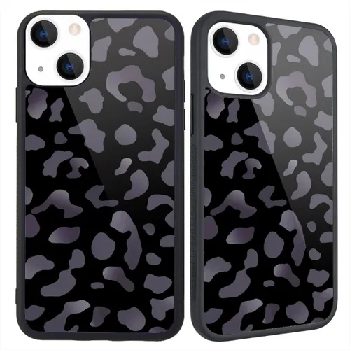 Miniatura 19 de Funda compatible con iPhone 13 para niños y mujeres, diseño divertido de cara, parte trasera dura con negro, divertido y lindo patrón de arte