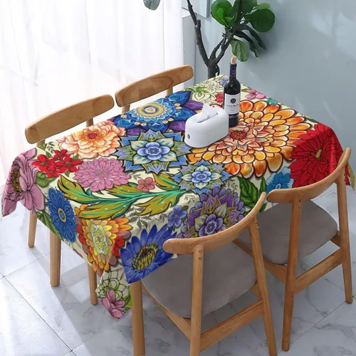 Miniatura 13 de Mantel rectangular moderno con diseño de arte fluido, naranja, azul, degradado, poliéster, impermeable, reutilizable, patrón abstracto de ondas