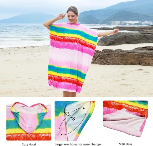 Miniatura 7 de Catalonia Poncho absorbente de surf para hombres y mujeres, poncho de cambio de toalla de secado rápido, poncho de toalla con capucha para adultos