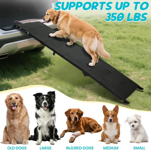 Miniatura 7 de Rampa para perros de 71 pulgadas de largo para automóvil, rampas plegables para mascotas para perros grandes con superficie antideslizante, rampa