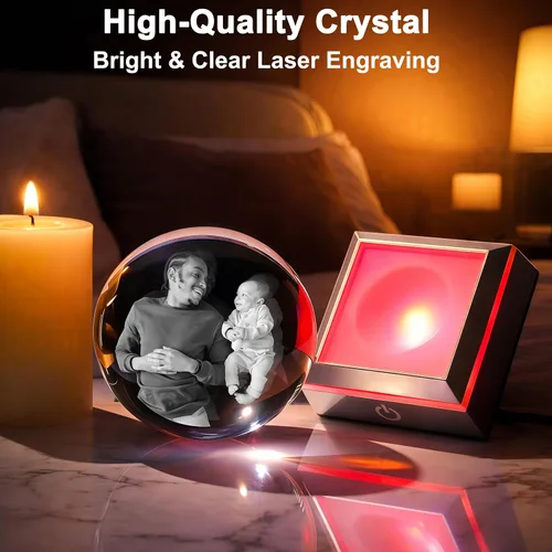 Miniatura 6 de Foto de cristal 3D personalizada: recuerdo grabado personalizado para el día del padre, regalo único de aniversario de cumpleaños para papá, mujer