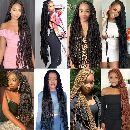 Miniatura 6 de 6 paquetes de pelo sintético suave de 36 pulgadas, pelo súper largo de la diosa, rastas tejidas a ganchillo natural, previamente rizado, trenzado