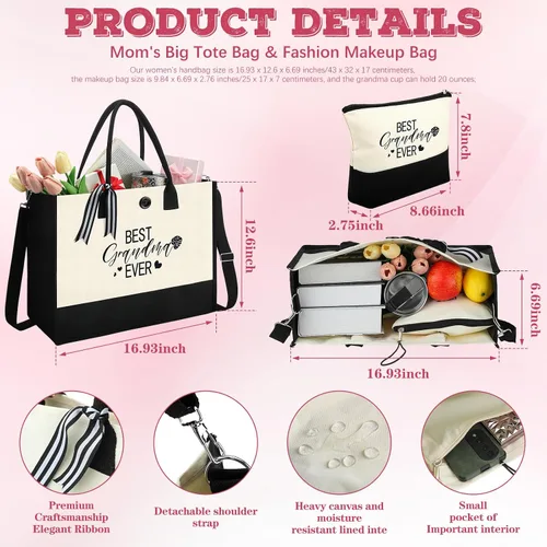 Miniatura 7 de Silkfly Set de 3 piezas de la mejor abuela del mundo para mujeres, regalos de cumpleaños, día de la madre, regalo de cumpleaños, vaso de acero