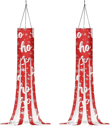 Miniatura 8 de Windsock - Calcetín de viento reutilizable suave de Navidad para colgar al aire libre para jardín, árbol, fiesta, decoración de bandera, calcetines